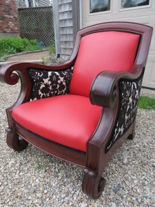 Mahogany Chair 1 | Upholstered by Cape Cod Upholstery Shop | South Dennis, MA | Joe Gramm Upholsterer