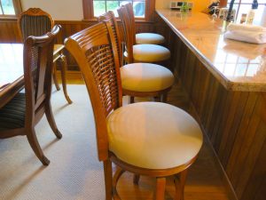 Bar Stools Upholstered in a Sunbrella Sailcloth Fabric | Joe Gramm Upholsterer from Cape Cod Upholstery Shop Located in South Dennis, MA