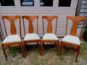 Oak Dining Chairs | Upholstered by Cape Cod Upholstery Shop | South Dennis, MA