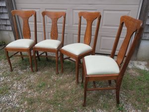 Oak Dining Chairs | Upholstered by Cape Cod Upholstery Shop | South Dennis, MA