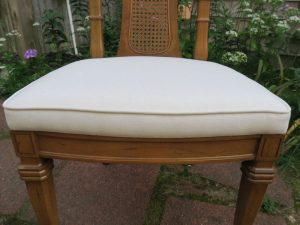 Set of 8 Dining Seats | Greenhouse Fabrics Crypton Fabric | Upholstered by Cape Cod Upholstery Shop | Located in South Dennis, MA