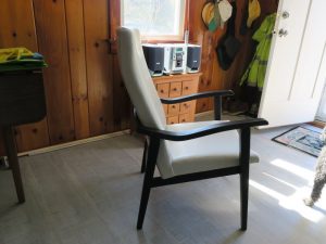 White vinyl cottage chair (3) | Upholstered by Cape Cod Upholstery Shop | Located in South Dennis, MA