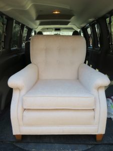 Overstuffed Chair Ready for Delivery | Upholstered in a Greenhouse Fabrics Crypton Chenille | Upholstered by Cape Cod Upholstery Shop | Located in South Dennis, MA | Cape Cod