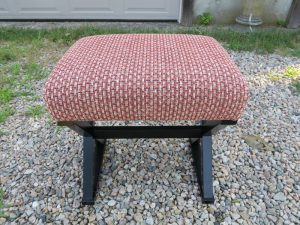 Small Foot Stool with the frame finished in black | Upholstered by Cape Cod Upholstery Shop | Located in South Dennis, MA