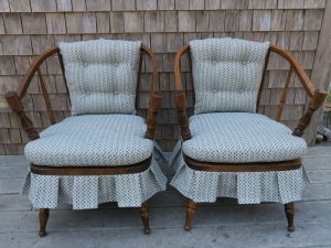 Cricket Rocking Chairs | Upholstered in a Greenhouse Fabrics | Upholstered by Cape Cod Upholstery Shop | Located in South Dennis, MA