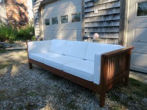 Charles Webb Sofa | Upholstered in a Sunbrella Canvas Natural | Upholstered by Cape Cod Upholstery Shop | Located in South Dennis, MA 02660