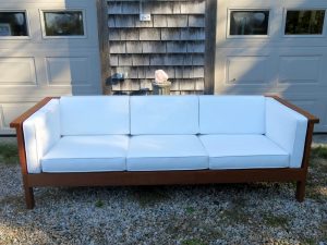 Charles Webb Sofa | Upholstered in a Sunbrella Canvas Natural | Upholstered by Cape Cod Upholstery Shop | Located in South Dennis, MA 02660
