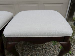 Queen Anne Foot Stools | Upholstered in a Greenhouse Fabrics Crypton | Upholstered by Cape Cod Upholstery Shop | Located in South Dennis, MA 02660