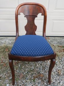 Antique Desk Chair | Upholstered in a Greenhouse Fabric | Upholstered by Cape Cod Upholstery Shop | Located in South Dennis, MA 02660