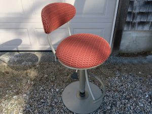Bar Stool upholstered in a United Fabrics Crypton fabric | Upholstered by Cape Cod Upholstery Shop | Located in South Dennis, MA 02660