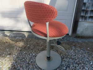 Bar Stool upholstered in a United Fabrics Crypton fabric | Upholstered by Cape Cod Upholstery Shop | Located in South Dennis, MA 02660