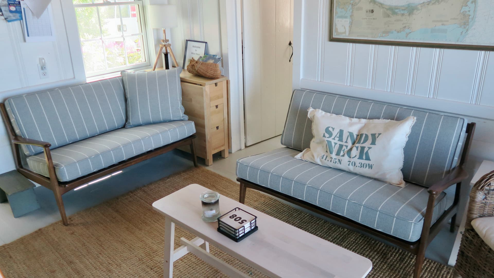 Baumritter Mid Century Modern Teak two piece sectional sofa. Loose cushions fabricated using a Revolution Fabric and all new 2.6 high density foam & dacron. Cushions fabricated by Cape Cod Upholstery Shop | Located in South Dennis, MA 02660