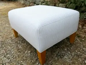 Scandinavian Ottoman. Upholstered by Joe Gramm of Cape Cod Upholstery Shop - South Dennis, MA 02660