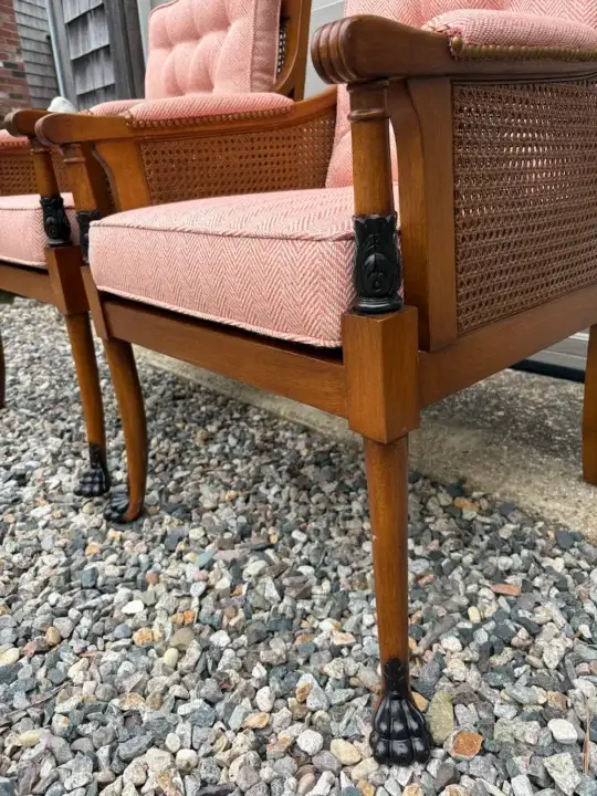 Lillian August Cane Chairs-2. Cushions fabricated by Joe Gramm of Cape Cod Upholstery Shop | South Dennis, MA 02660