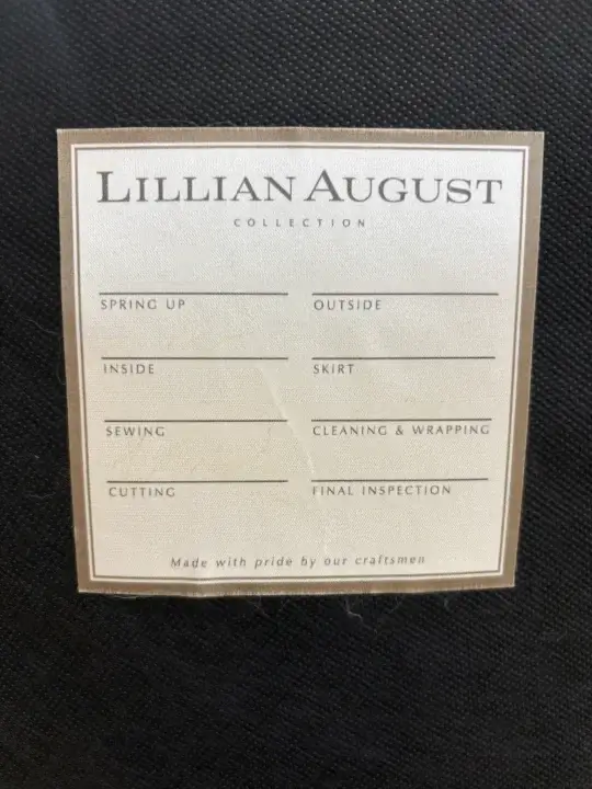 Lillian August Chair Label. Cape Cod Upholstery Shop | South Dennis, MA 02660