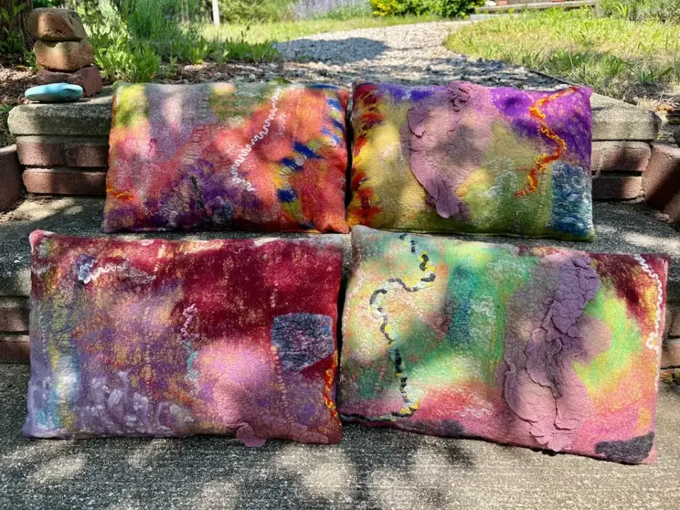 Wool 12"x18" pillows. Pillows fabricated by Joe Gramm of Cape Cod Upholstery Shop | South Dennis, MA 02660