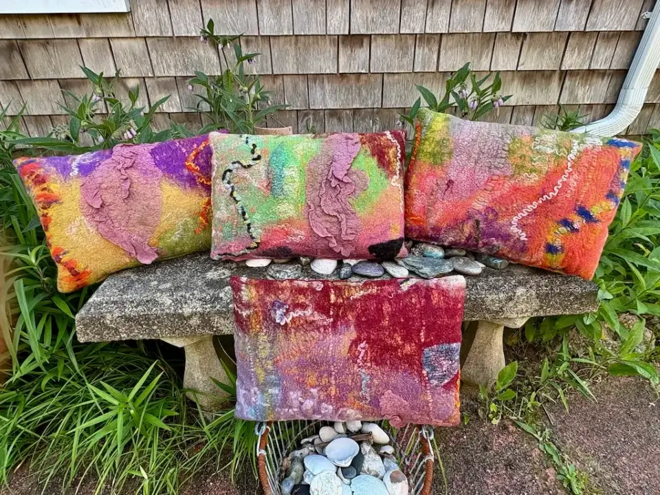 Wool 12"x18" pillows. Pillows fabricated by Joe Gramm of Cape Cod Upholstery Shop | South Dennis, MA 02660