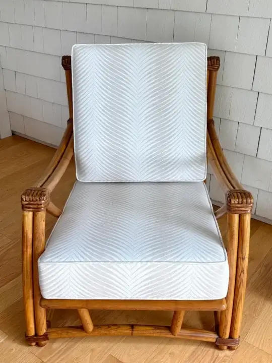 Vintage Heywood Wakefield Rattan, picture 2. Cushions fabricated by Joe Gramm of Cape Cod Upholstery Shop | South Dennis, MA 02660