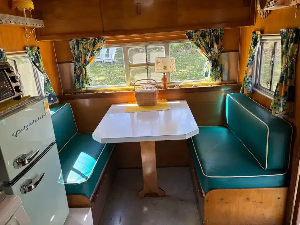 Vintage Beemer Camper Trailer Cushions. Cushions fabricated by Joe Gramm of Cape Cod Upholstery Shop | South Dennis, MA 02660