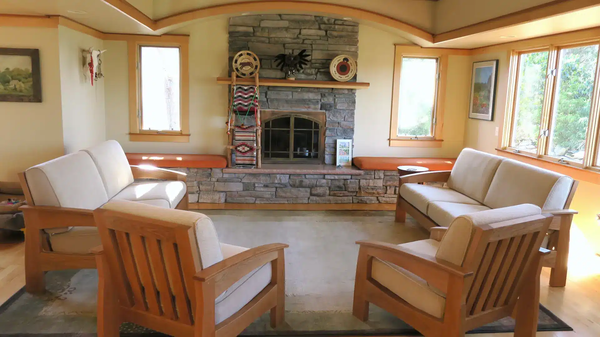 Custom made Maple Furniture upholstered in high performance cushions. Cushions fabricated by Joe Gramm of Cape Cod Upholstery Shop | South Dennis, MA 02660