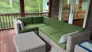 Resin Wicker Porch Cushions photo 2. Cushions fabricated by Joe Gramm of Cape Cod Upholstery Shop | South Dennis, MA 02660